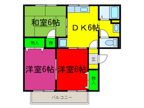 フロ－ラルＡＩＫＯＨＥＮ Ａ棟の物件間取画像